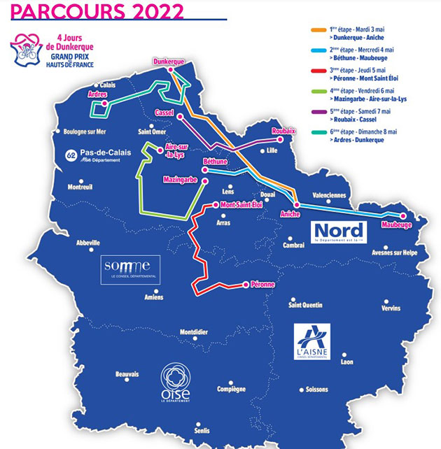 Map of the 202 4 Days of Dunkirk road race